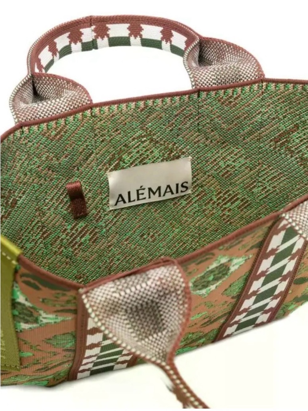 NWT Anthropologie Alemais Cece Jacquard Green & Brown Floral Mini Tote Bag - Picture 3 of 16